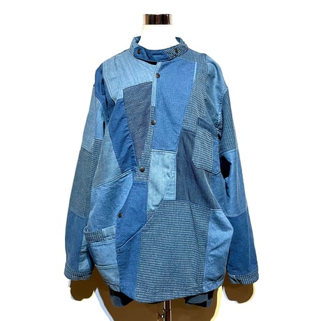 FUNSET OF ART “indigo patchwork wagase shirts"(indigo)unisex