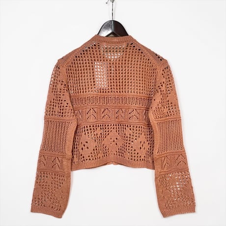ASEEDONCLOUD"family tradition knit tops Filet lace Cardigan"(orange)women's