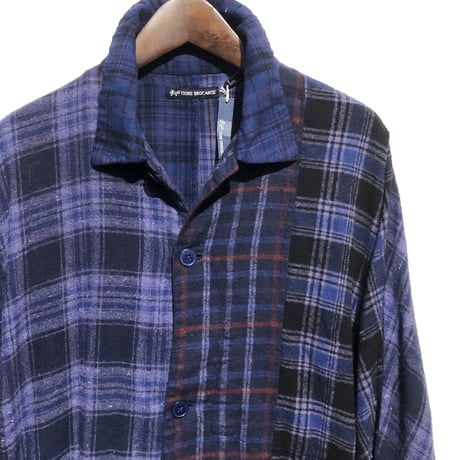 TigreBrocante"mix flannel check stallman coat"(purple)unisex