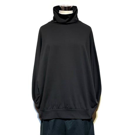 Linen ya"cotton×silk dolman sleeve high neck"(black)women's