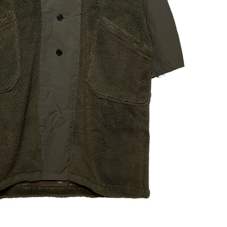 H.UNIT "nylon × boa switching coat" (khaki) unisex
