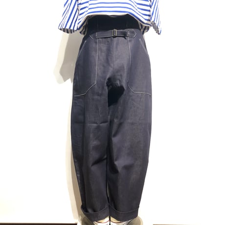 ASEEDONCLOUD"Handwerker cotton×linen denim wide trousers" (indigo)unisex