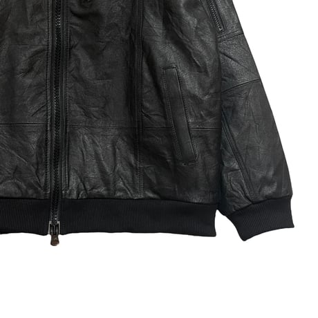 yoused"militaly leather rib jacket"(black)unisex