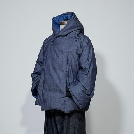 Slow Hands "poncho down parka reversible"(denim×blue)r