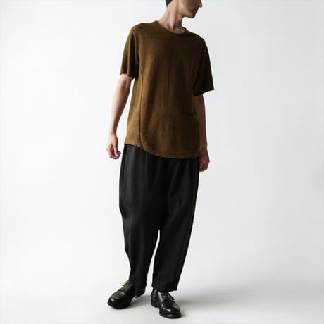 COLINA "CAPERTICA"Natural Dyed Linen Heavy Jersey Solid H/S Tee(赤墨)unisex