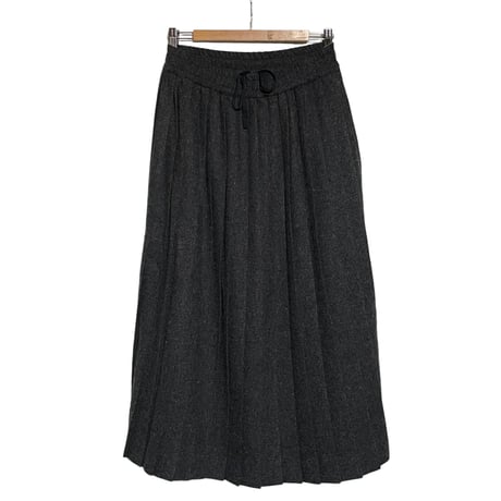 Linen ya"wool pleats skirt"(gray)women's