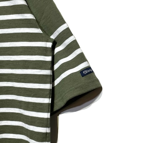 TieasyAuthentic Classic"big katanuki boatneck"(tea green×white)unisex