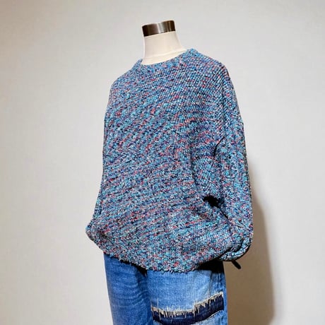 eyya"mixed cotton rib knit crew neck"(blue mix)unisex