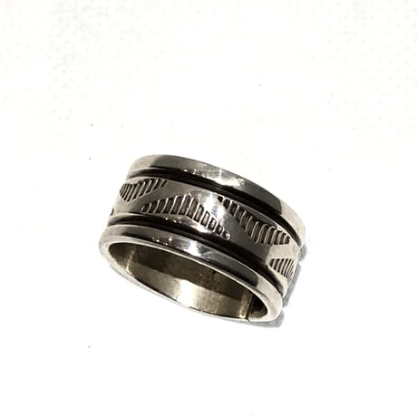 indian jewelry "Bruce Morgan(navajo)" stampwork band ring  wide