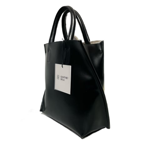Courtney orla "slope tote S" PVC×LEATHER (black×pearl gray)