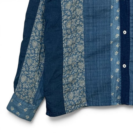 FUNSET OF ART “indigo 抜染 patchwork post shirts"(indigo)unisex