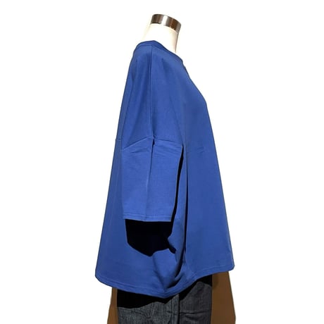 Linen ya"delave quater sleeve T-shirs"(blue)women's