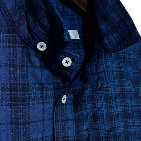 FUNSET OF ART “indigo check post shirts"(indigo)unisex