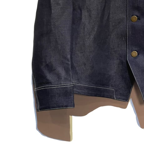 ASEEDONCLOUD"Handwerker cotton×linen no collar blouson"(indigo)unisex