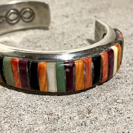 indian jewelry "Ray Adakai(navajo)" multi inlay bangle (M)