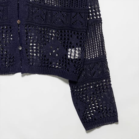 ASEEDONCLOUD"family tradition knit tops Filet lace Cardigan"(navy)women's