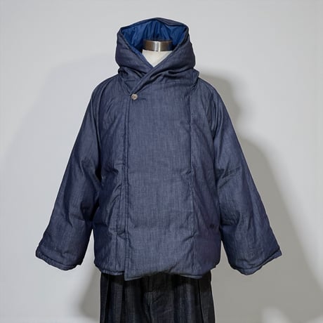 Slow Hands "poncho down parka reversible"(denim×blue)r