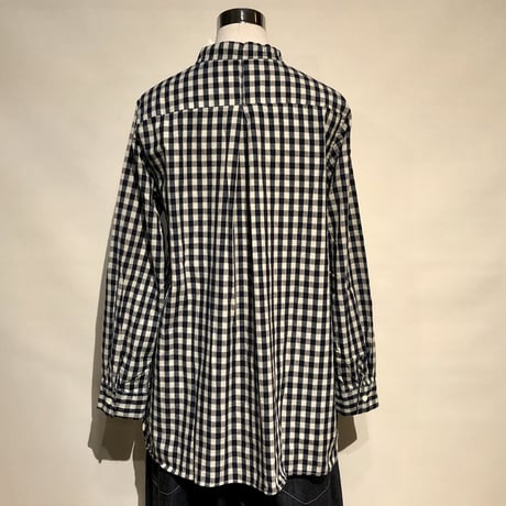 TigreBrocante "stand collar long shirts"(indigo check)women's