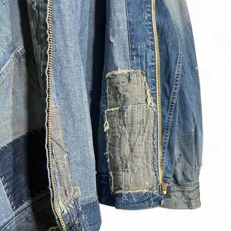 H.UNIT "denim zip work jacket customized" (indigo) unisex