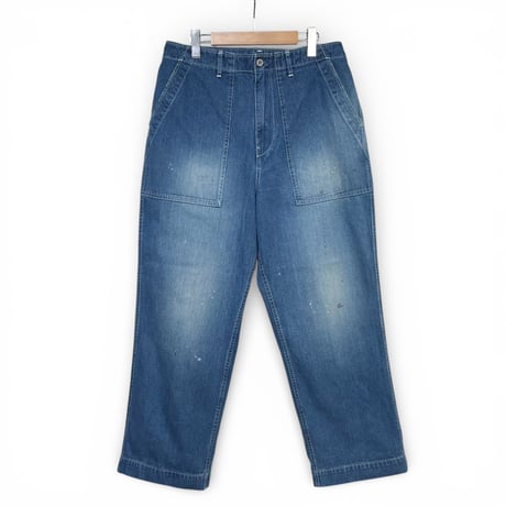H.UNIT "Denim fatigue pants used wash" (indigo) unisex
