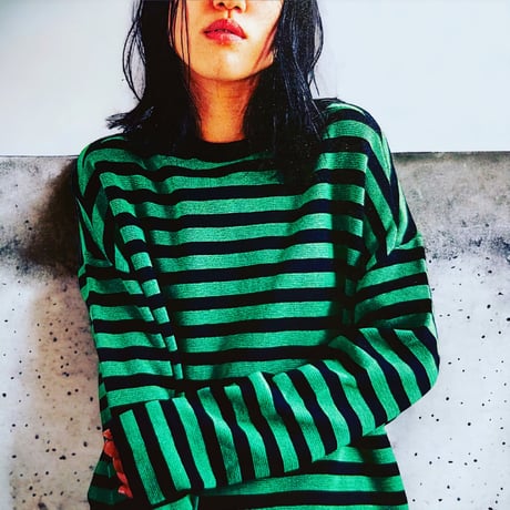 eyya"cotton knit crew neck "(black×green)unisex