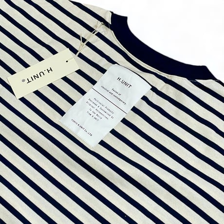 H.UNIT "border jersey stitch long sleevesT"(kinari×navy) unisex