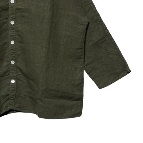 TigreBrocante"40/1 linen V-neck stallman shirts“(khaki)unisex