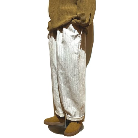 SlowHands”linen×cotton herringbone poofy pants"(natural)unisex
