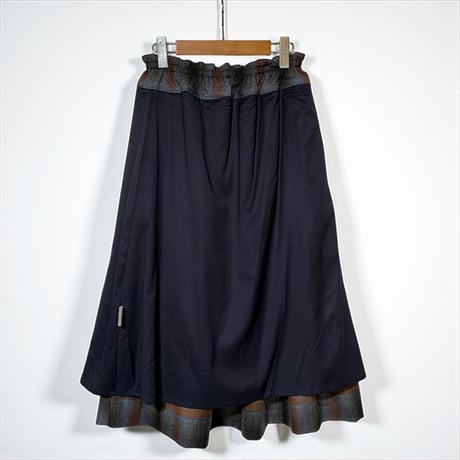 TigreBrocante"ombre woolcheck ficel longskirt"(brown)women's