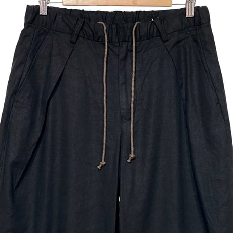 COLINA"Silk×Linen Gaba w-tuck pants"(black) unisex
