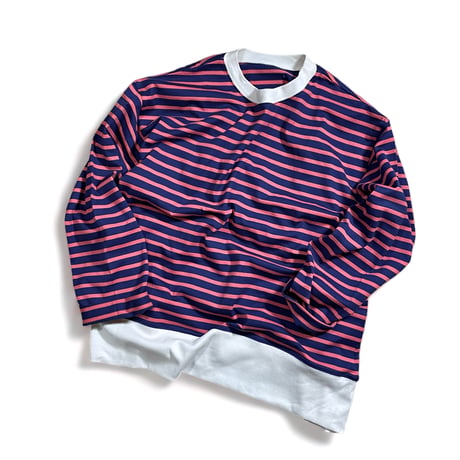 H.UNIT "border jersey stitch long sleevesT"(blue×pink) unisex
