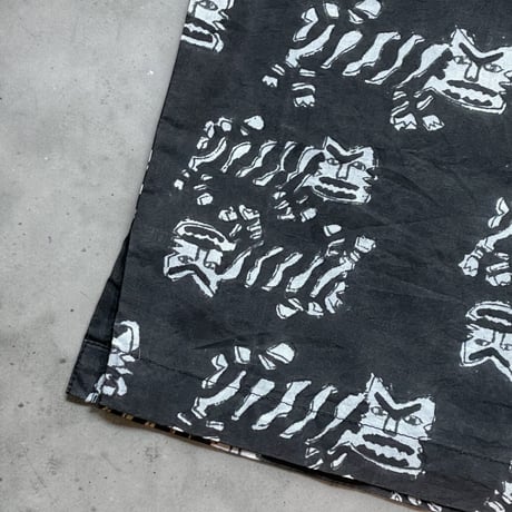 TigreBrocante”block print box shirts“(sumi kuro)unisex