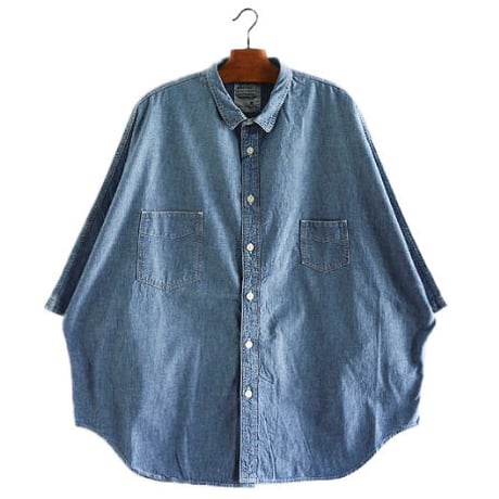 H.UNIT "5oz chambray indigo dollman sleeve shirts"(indigo) unisex