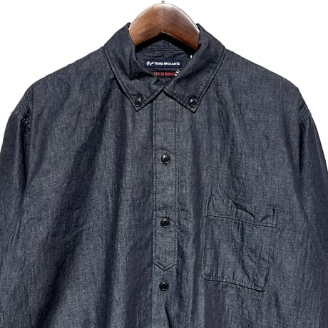 TigreBrocante"6oz denim button down open L/S shirts"(indigo)unisex