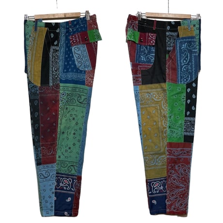 Slow Hands ”bandana patchwork army pants" (unisex)size-L
