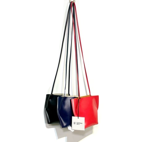 Courtney orla "slope tote mini" PVC×LEATHER (navy×ivory)