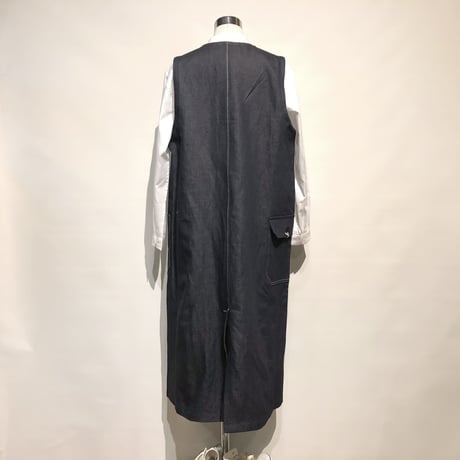 ASEEDONCLOUD"Handwerker cotton×linen denim HW dress" (indigo) women's