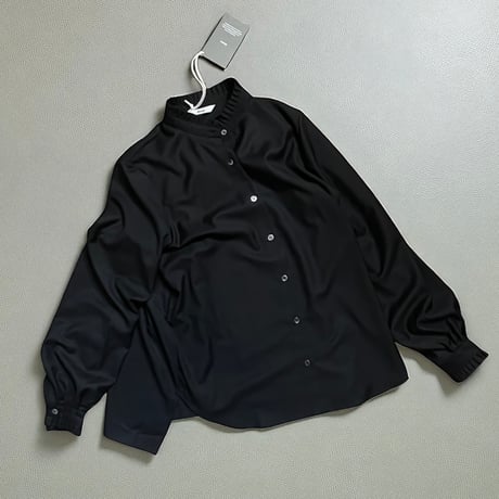 amne "GABARDINE frilled shirts" (black) women's