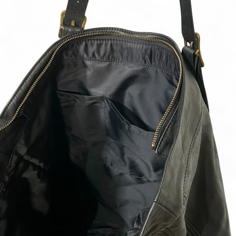 yoused"remake leather tote bag"(black)unisex