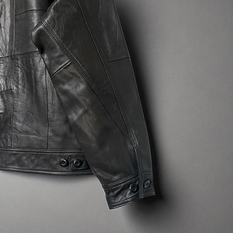 yoused"sports leather jacket"(black)unisex