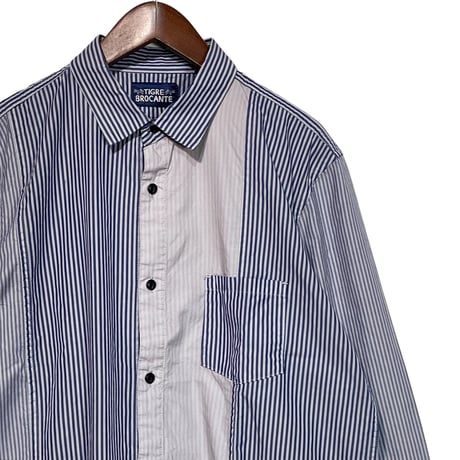TigreBrocante"london stripe mix regular L/S shirts"(gray)unisex