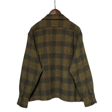 H.UNIT"Ombre check open collar long sleeves shirt"(green) unisex