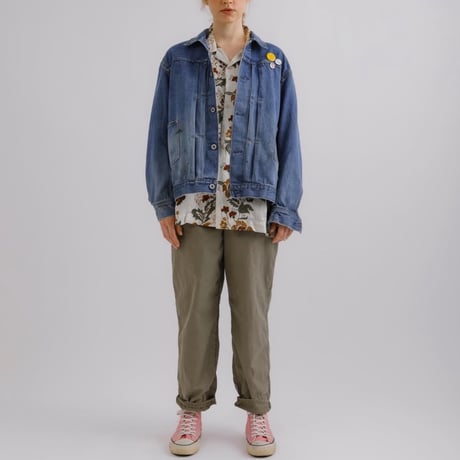H.UNIT "Flower print open collar long sleeves shirt" (white) unisex