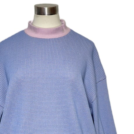 TigreBrocante"hapy waffle mock neck rib tee"(blue)women's