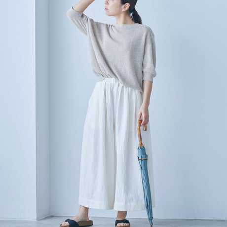 Linen ya(as it is)"crewneck short sleeve knit washi"(beige)women's