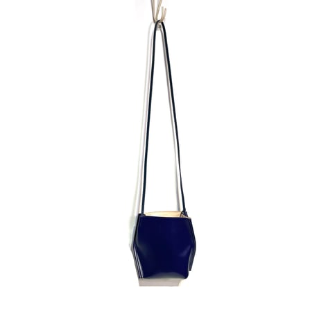 Courtney orla "slope tote mini" PVC×LEATHER (navy×ivory)