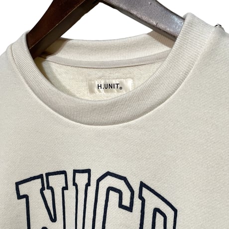 H.UNIT "NICE college crewneck sweat"(kinari) unisex