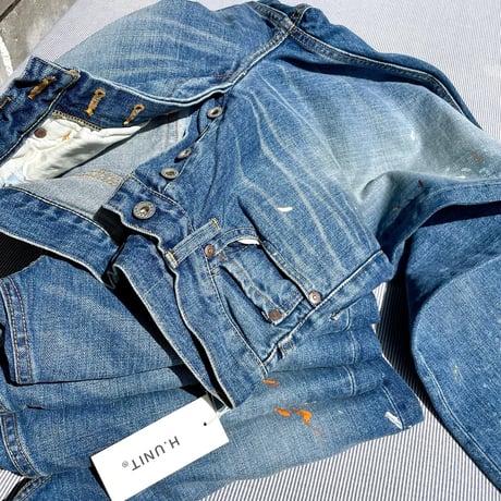 H.UNIT"13.5oz denim paint 5P used wash"(indigo) unisex