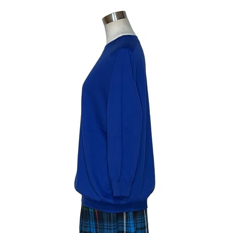 Linen ya"crewneck quater sleeve cotton knit"(blue)women's