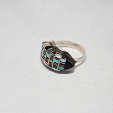 indian jewelry "zuni 70s～80s old"mosaic inlay